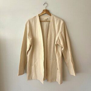 Deva Clothing By Cammy Ivory Cotton Cardigan Jacket Women's Size Large USA Made